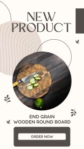 เขียงไม้สักกลม end grain เขียงไม้คุณภาพ Round Teak End Grain Cutting Board Handcrafted Made in Thailand round chopping board