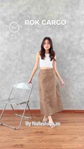 Carra Cargo skirt - Rok Cargo terbaru - Rok cargo Twill combed elastis melar - Rok span Putih Agustusan