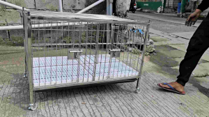 ONHAND 2×3×2 2doors 2brace stainless dog cage plastic pooptray