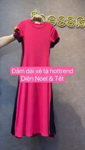 Đầm gân ôm body xẻ 1 bên tà dáng dài rất ôn da và dáng (Đ3)