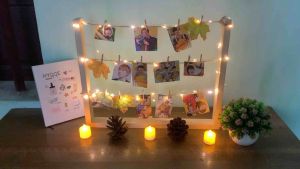 Khung ảnh để bàn vintage gỗ tự nhiên decor trang trí dây thừng treo xịn xò