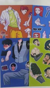 Set 6 sticker hoạt cảnh nhân vật lãng mạn