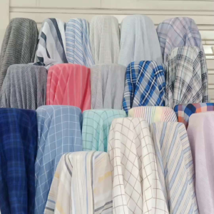 Bahan Kain Pure Linen Motif Salur Harga 05m