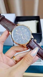 ĐỒNG HỒ NAM CHÍNH HÃNG Citizen CA0843-11H Eco-Drive Chronograph Black Dial Sapphire Brown Leather For Men