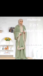MUKENAH RENDA MEWAH 2IN1 JUMBO BB 40-85KG MUAT BAHAN KATUN PREMIUM RESLETING DAGU TERBARU