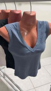Laysso L6 Z4r4 Vneck mid length tank sleeveless tops for women cotton