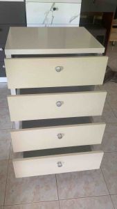 ตู้ลิ้นชักสีขาวครีม  4 ชั้น ขนาด ก50xย40xส70 cm. (พร้อมส่ง)