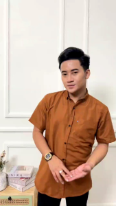 Baju Kemeja Polos Lengan Pendek Full Cotton Slim Fit Pria Dewasa