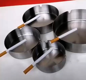 Asbak Stainless Steel Bulat Tebal Modern Diameter 10CM DAN 12CM