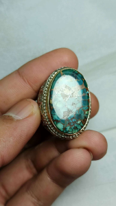 Cincin Batu Turquoise Matrix Oval Natural – Unik Elegan & Mewah untuk Koleksi