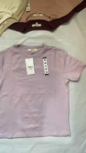 Laysso L8 MS plain crew neck cotton tops for ladies