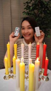 Claire เทียนไฟฟ้า เชิงเทียนไฟฟ้า LED สีเหลือง/สีขาว/สีแดง แบบใส่ถ่าน