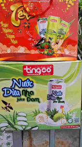 combo 5hộp quà tết nước dừa nha đam tinggo gắng kết yêu thương( hộp 5lon 320m)đậm đà thơm ngon đúng chuẩn vi dừa tươi kết hợp với nha cho hương vị nước dừa nha đam thơm ngon tuyệt hảo