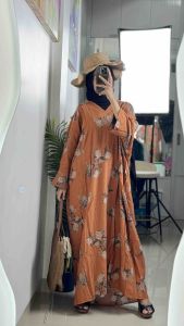LC2009 Premium Jumbo Dress Tipis Floral Motif Bunga Fashion Retro Terbaru