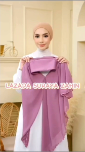 Bidang 60 Tudung Bawal Instant Sulam Chiffon Awning Scuba / Bawal Instant Chiffon Awning Scuba