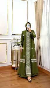 Gamis Arab Emboerdier payet Terbaru Set kerudung 2025