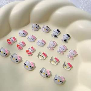Set phụ kiện charm Hello kitty và nơ siêu xinh trang trí móng tay nail