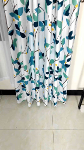 Gorden Jendela & Pintu Minimalis Murah Motif Satin Hijau Smokring 12 Ring