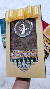 ผ้าลาย ผ้าถุง สีน้ำตาล สีเขียว คอมพิวเตอร์ 2 ม. ยังไม่เย็บ ตัดเดรส เป็นของขวัญ