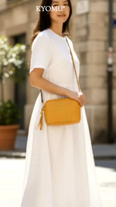 KYOMU" Rumi Tassel Crossbody Slingbag Dengan Gantungan rumbai Tas Wanita Anyaman