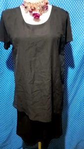 DRESS LENGAN PENDEK HITAM/SIFON 223