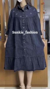 DRESS JEANS JUMBO & TUNIK JUMBO LD 120 RAMPEL BORDIR PITA BAHAN PREMIUM TIDAK KAKU