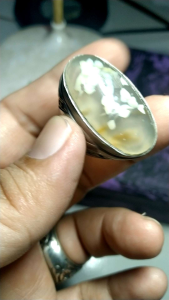 Batu Cincin Akik Anggur motif Gambar Bunga Melati Natural