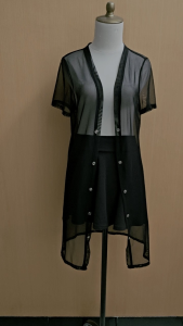 atasan long cardigan wanita outer hitam M L cewek tile MEWAH cute transparan