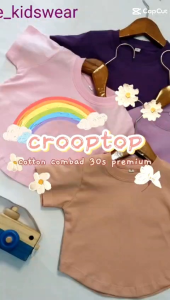Kaos Anak Perempuan Model Crop Top Usia 1 Sampai 8 Tahun Bahan Katun Combed 30S Premium