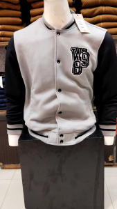 JAKET BOMBER PRIA WATCHOUT JEANS SLIM WARNA GREY LENGAN PANJANG KUALITAS PREMIUM