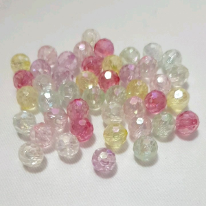 ลูกปัดอะคริลิคใส ทรงกลม 50 กรัม ลูกปัด คละสี รูตรงกลาง 1 มิล
