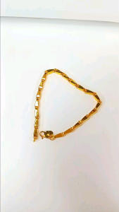 Gelang Titanium Motif Padi Lapis Emas Rhodium Tidak Karatan