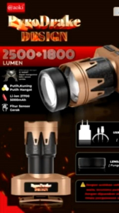 Senter Kepala LED Super Terang 2500+1800 Lumen | Headlamp Rechargeable 5000mAh Dengan Sensor Gerak & Fokus