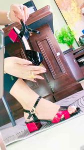 Giày sandal nữ cao gót 4 phân hàng hiệu cao cấp rosata hai màu đen trắng thời trang ro643