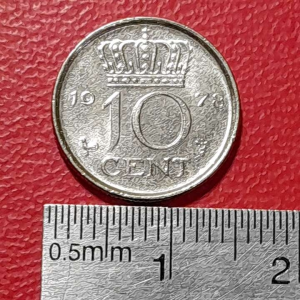 Koin Nederland Koleksi kuno 10 cent Juliana Tahun 1978 sangat kecil