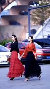 chân váy lưới ren nhiều tầng 2 lớp dài 90_95cm frre size 40_65kg