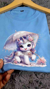 KAOS ANAK PEREMPUAN MOTIF UNICORN LUCU LENGAN PENDEK BAHAN KATUN ADEM USIA 1-12 TAHUN