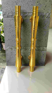 Handle Pintu Rumah Kuningan Motif Bambu Gold 43 cm 2 pcs