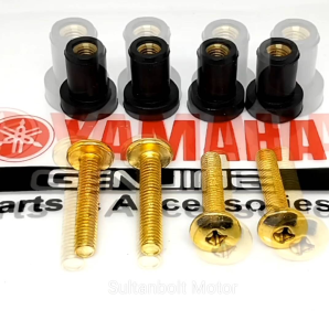 New Baut Visor Baut Stainless Gold & Mur Karet Visor Yamaha Nmax Old/Nmax New/Lexi/Aerox/Xride