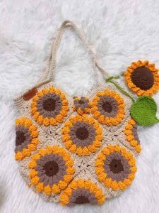 ongtongHM_DIY:🌻กระเป๋าถักเชือกฟอกสะพายไหล่ดอกทานตะวัน3มิติ🌻แถมฟรีพู่ห้อยกระเป๋า🧶 กระเป๋าถักดอกทานตะวัน กระเป๋าถักดอกไม้ กระเป๋าถักดอกไม้ 3 มิติ - Lazada