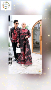 Couple Gamis Batik Merak Merah. Batik Sarimbit Pasangan. Seragam Pasangan Suami Istri. Batik Couple terbaru 2025 by Batik SoloOri bisa COD. batik lebaran batik solo