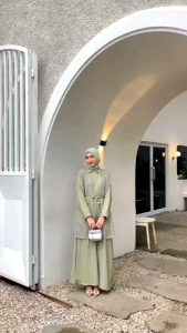 ILYANA BRISIA MAXI DRESS COMBI OUTER BRUKAT: Gamis Seragam Pesta Bridal