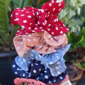 ยางรัดผมสไตล์เกาหลี ยางรัดผมลายจุด มีขอบลายลูกไม้