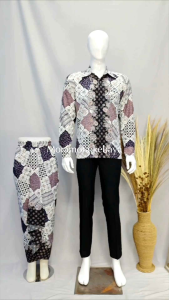 couple kemeja batik rok lilit instan tingal pakai/couple kemeja batik panjang rok lilit