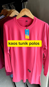 Atasan Kaos tunik polos warna fuchsia / Kaos polos tunik bahan katun combed 24s / Pakaian wanita / Atasan wanita
