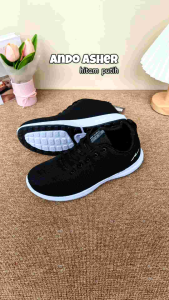 Sepatu Ando Asher Hitam Putih Black White