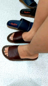 Dép nam quai ngang da bò DT008 đế doctor đơn giản thích thì nhích