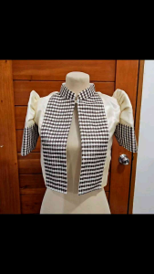 Modern Filipiniana Bolero Blazer in Satin & Ethnic Design