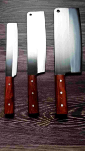 Bộ dao bếp cao cấp thép Nhật trắng không gỉ cán gỗ đinh tán chắc chắn