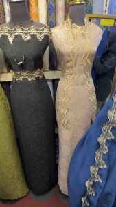 Kain pasang sutera dobby jacquard brocade sulam